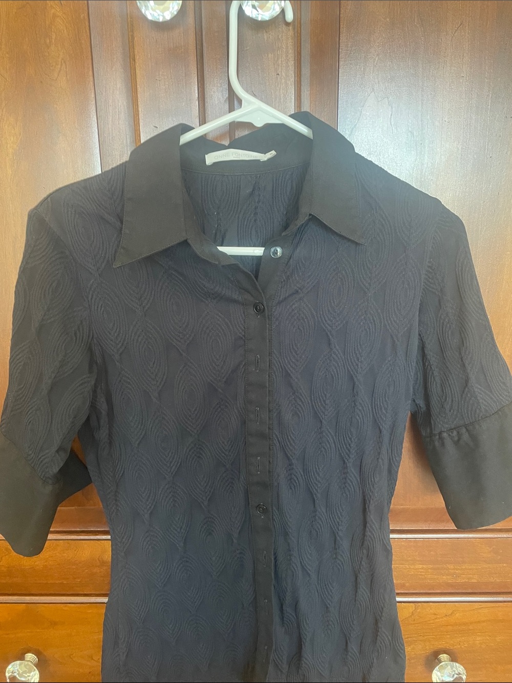 Anne Fontaine Black Textured Button-Down Shirt